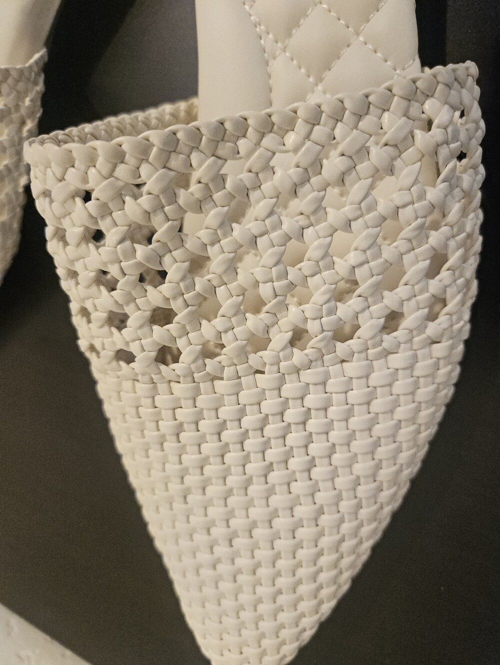 Birdies White Woven Pointed-Toe Slide Flats - Picture 3 of 6